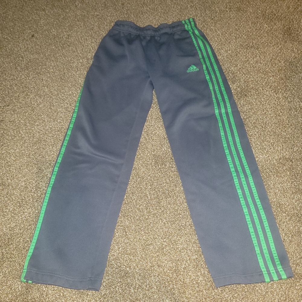 Firm! Adidas Kids Gray and Green Track Pants